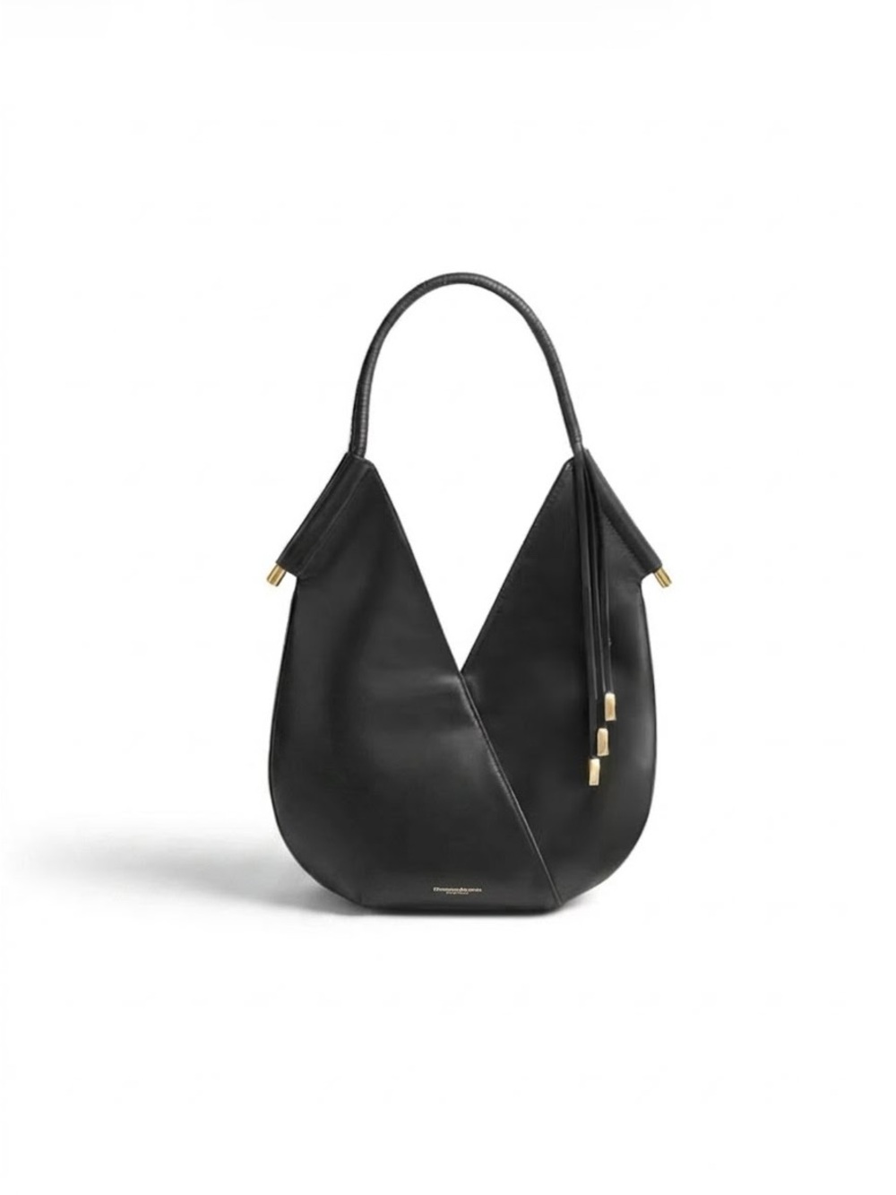 Donna Karan Baldwin Leather Mini Shoulder Bag Black Gold Hardware